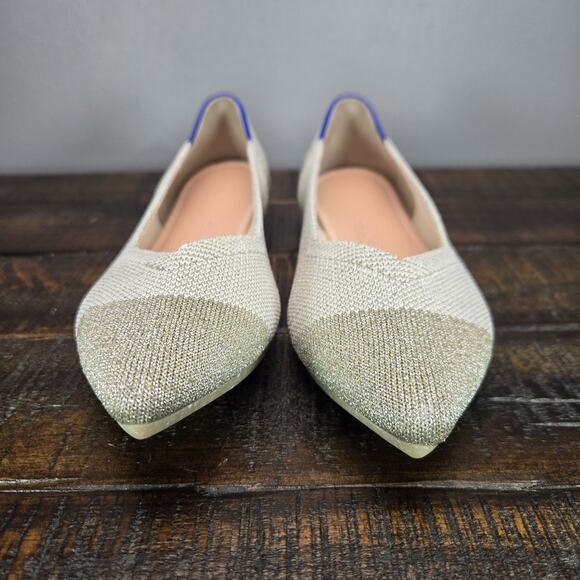 NEW Rothys The Point II Womens 5.5 Flats Slip On Ballet Shoes Silver White - Picture 3 of 11